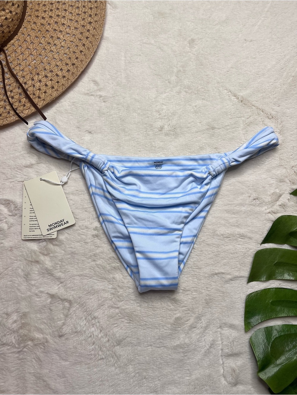 Monday Swimwear Tulum Bottom Ice Stripe Bikini Bottom NWT L/V